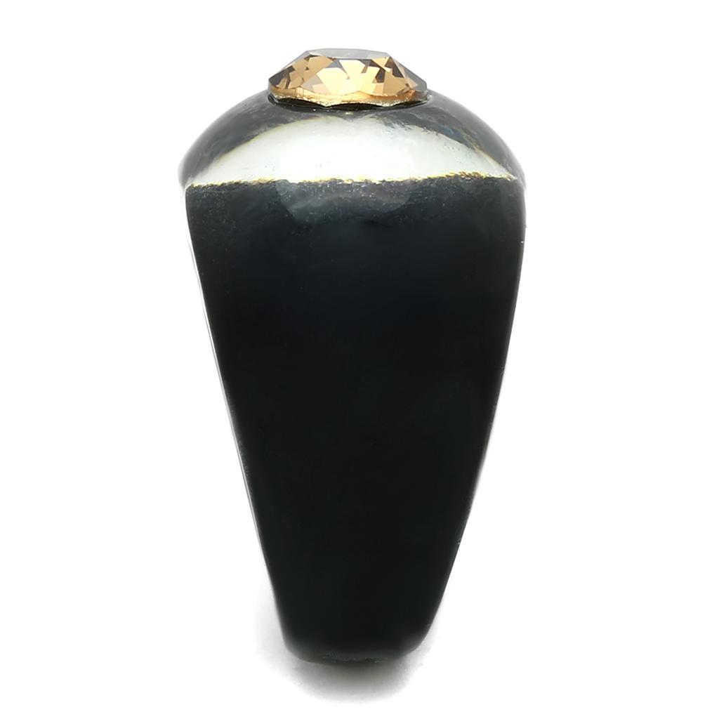 MAVL115 -  Resin Ring with Top Grade Crystal  in Light Smoked