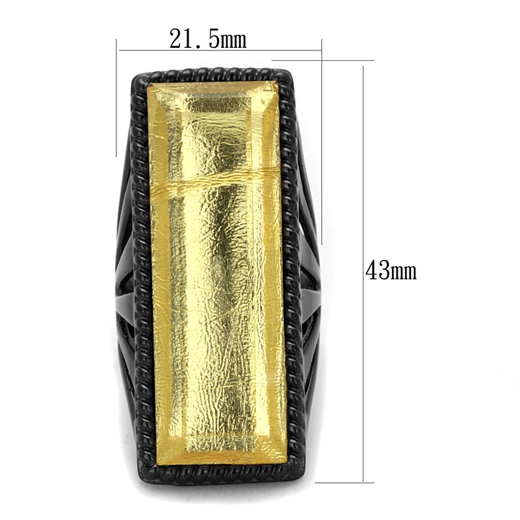 MAVL118 - IP Black(Ion Plating) Stainless Steel Ring with Synthetic Synthetic Stone in Citrine Yellow