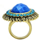 MAVL121 - IP Gold(Ion Plating) Stainless Steel Ring with Synthetic Synthetic Stone in Sea Blue
