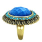 MAVL121 - IP Gold(Ion Plating) Stainless Steel Ring with Synthetic Synthetic Stone in Sea Blue
