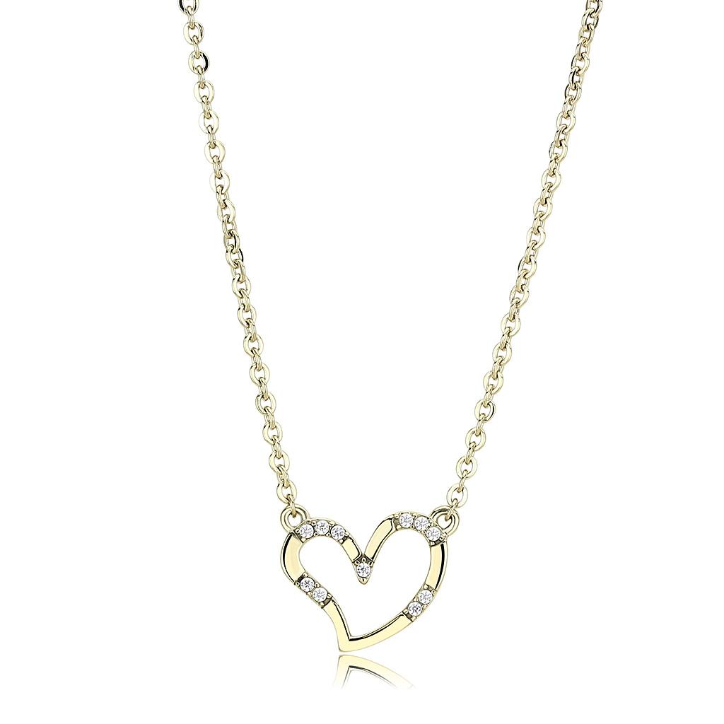 MADA095 - IP Gold(Ion Plating) Stainless Steel Chain Pendant with AAA Grade CZ  in Clear