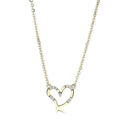 MADA095 - IP Gold(Ion Plating) Stainless Steel Chain Pendant with AAA Grade CZ  in Clear