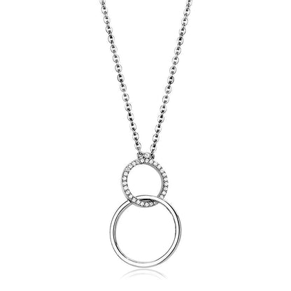 MADA097 - High polished (no plating) Stainless Steel Chain Pendant with AAA Grade CZ  in Clear
