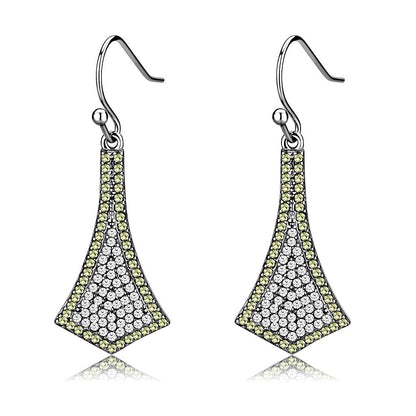 MADA174 - High polished (no plating) Stainless Steel Earrings with AAA Grade CZ  in Topaz