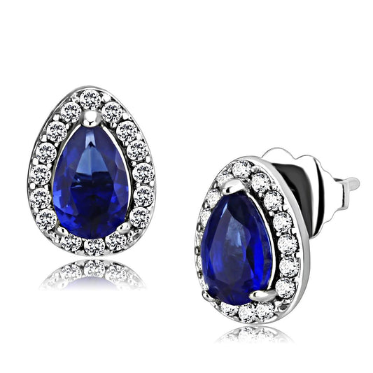 MADA200 - High polished (no plating) Stainless Steel Earrings with Synthetic Synthetic Glass in Montana