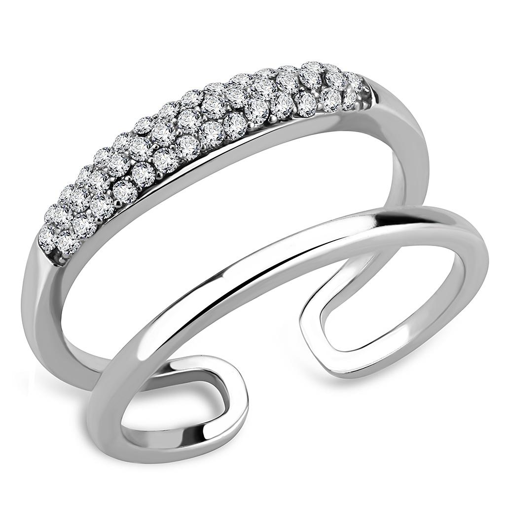 MADA247 - High polished (no plating) Stainless Steel Ring with AAA Grade CZ  in Clear
