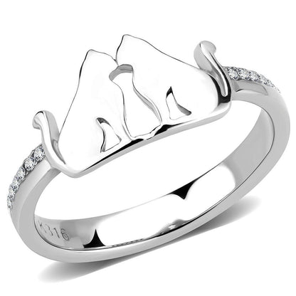MADA309 - No Plating Stainless Steel Ring with AAA Grade CZ  in Clear