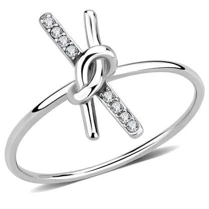 MADA313 - No Plating Stainless Steel Ring with AAA Grade CZ  in Clear