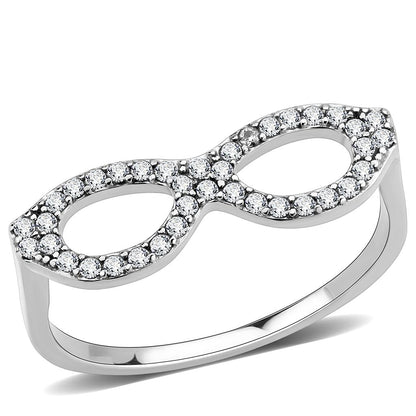 MADA315 - No Plating Stainless Steel Ring with AAA Grade CZ  in Clear