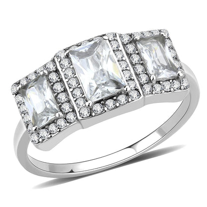 MADA322 - No Plating Stainless Steel Ring with AAA Grade CZ  in Clear