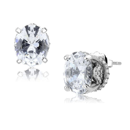 MADA325 - No Plating Stainless Steel Earrings with AAA Grade CZ  in Clear