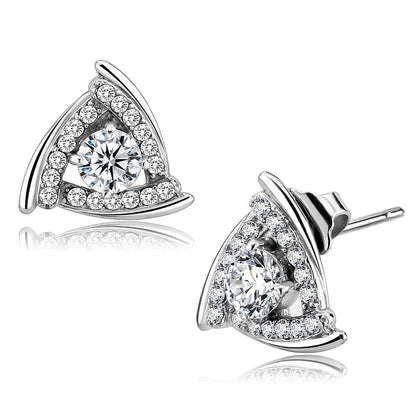 MADA328 - No Plating Stainless Steel Earrings with AAA Grade CZ  in Clear