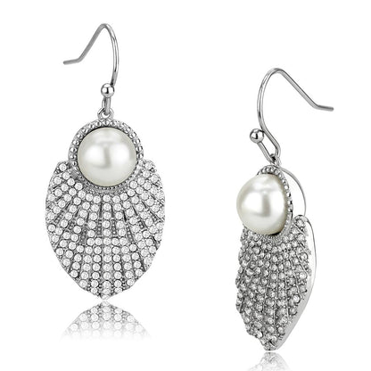 MADA330 - No Plating Stainless Steel Earrings with Synthetic Pearl in White