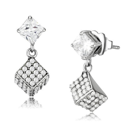 MADA332 - No Plating Stainless Steel Earrings with AAA Grade CZ  in Clear