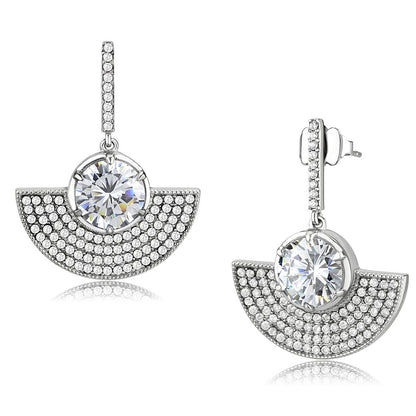 MADA334 - No Plating Stainless Steel Earrings with AAA Grade CZ  in Clear