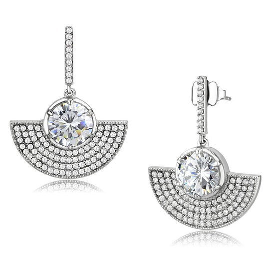 MADA334 - No Plating Stainless Steel Earrings with AAA Grade CZ  in Clear