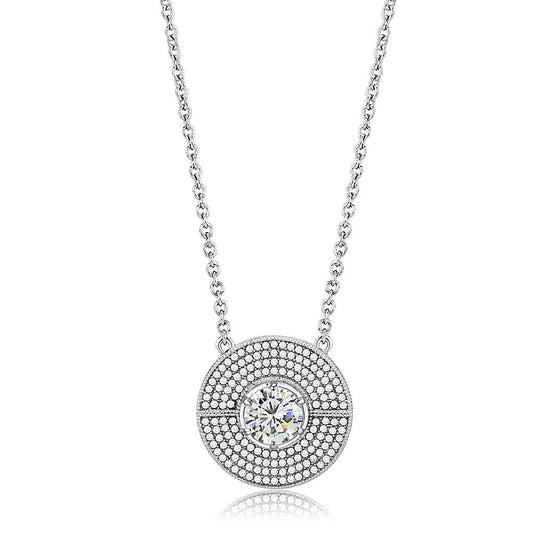 MADA335 - No Plating Stainless Steel Necklace with AAA Grade CZ  in Clear