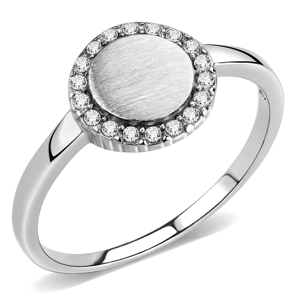 MADA340 - No Plating Stainless Steel Ring with AAA Grade CZ  in Clear