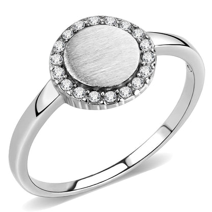 MADA340 - No Plating Stainless Steel Ring with AAA Grade CZ  in Clear
