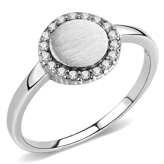 MADA340 - No Plating Stainless Steel Ring with AAA Grade CZ  in Clear