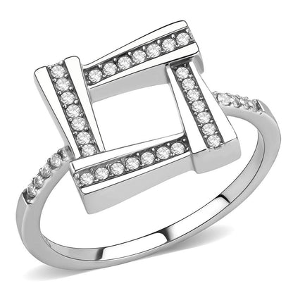 MADA341 - No Plating Stainless Steel Ring with AAA Grade CZ  in Clear