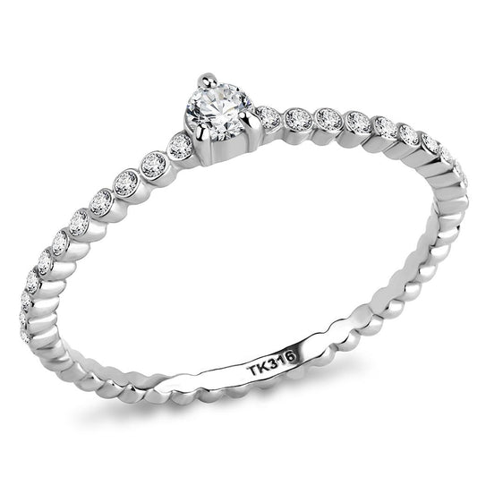 MADA343 - No Plating Stainless Steel Ring with AAA Grade CZ  in Clear