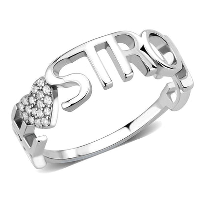 MADA356 - High polished (no plating) Stainless Steel Ring with AAA Grade CZ  in Clear