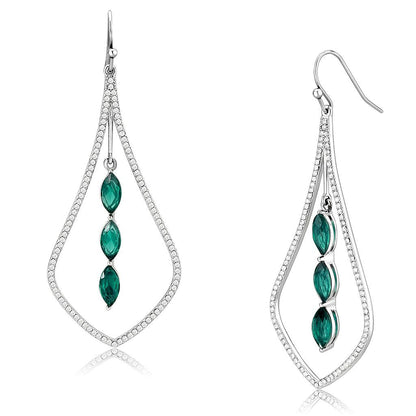 MADA376 - High polished (no plating) Stainless Steel Earrings with Synthetic Synthetic Glass in Blue Zircon