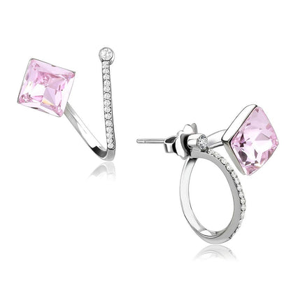 MADA377 - High polished (no plating) Stainless Steel Earrings with Top Grade Crystal  in Light Rose
