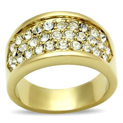 MAGL002 - IP Gold(Ion Plating) Brass Ring with Top Grade Crystal  in Clear