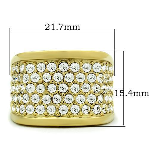 MAGL006 - IP Gold(Ion Plating) Brass Ring with Top Grade Crystal  in Clear