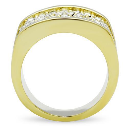 MAGL006 - IP Gold(Ion Plating) Brass Ring with Top Grade Crystal  in Clear