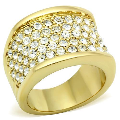 MAGL006 - IP Gold(Ion Plating) Brass Ring with Top Grade Crystal  in Clear