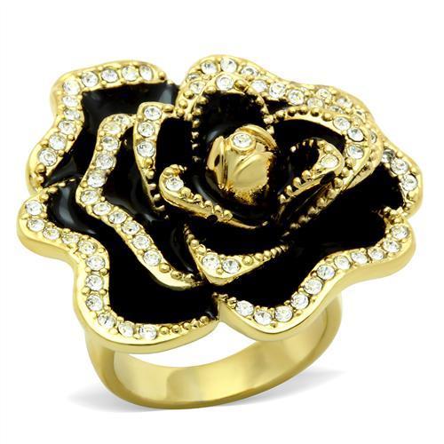 MAGL021 - IP Gold(Ion Plating) Brass Ring with Top Grade Crystal  in Clear
