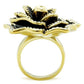 MAGL021 - IP Gold(Ion Plating) Brass Ring with Top Grade Crystal  in Clear