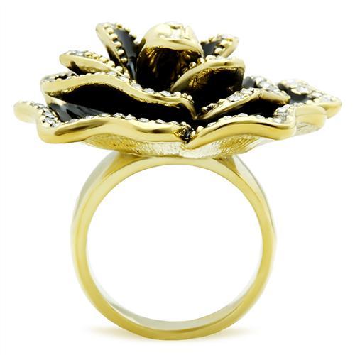 MAGL021 - IP Gold(Ion Plating) Brass Ring with Top Grade Crystal  in Clear