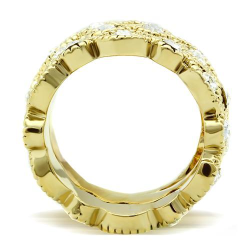 MAGL026 - IP Gold(Ion Plating) Brass Ring with Top Grade Crystal  in Clear