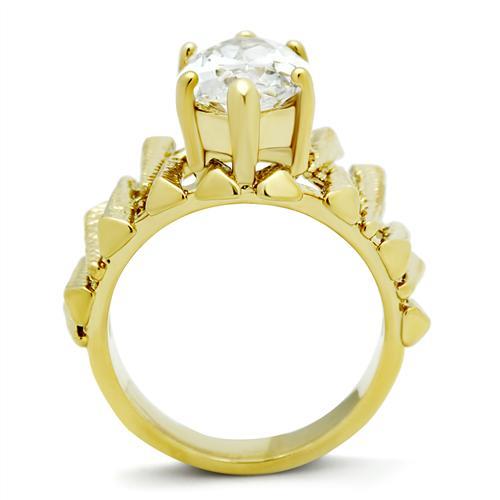 MAGL080 - IP Gold(Ion Plating) Brass Ring with AAA Grade CZ  in Clear