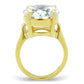 MAGL083 - IP Gold(Ion Plating) Brass Ring with AAA Grade CZ  in Clear