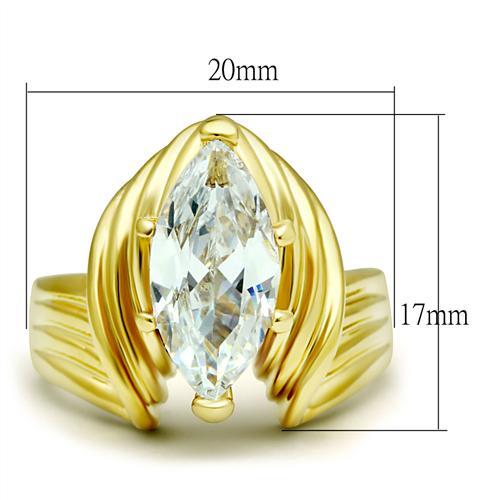 MAGL088 - IP Gold(Ion Plating) Brass Ring with AAA Grade CZ  in Clear
