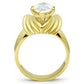 MAGL088 - IP Gold(Ion Plating) Brass Ring with AAA Grade CZ  in Clear