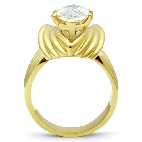 MAGL088 - IP Gold(Ion Plating) Brass Ring with AAA Grade CZ  in Clear