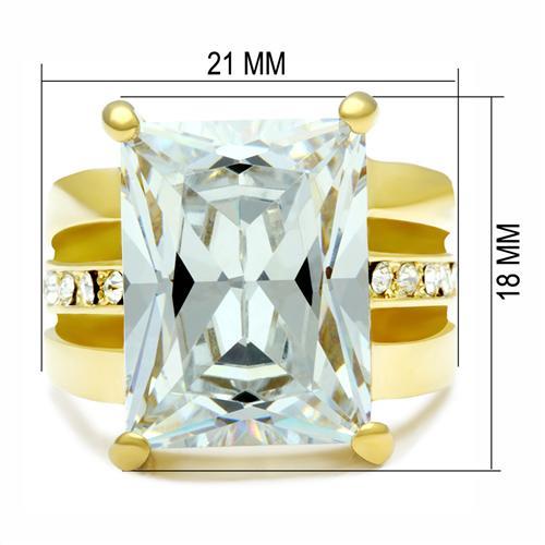 MAGL089 - IP Gold(Ion Plating) Brass Ring with AAA Grade CZ  in Clear