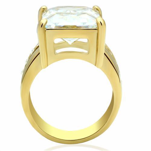 MAGL089 - IP Gold(Ion Plating) Brass Ring with AAA Grade CZ  in Clear