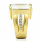 MAGL089 - IP Gold(Ion Plating) Brass Ring with AAA Grade CZ  in Clear
