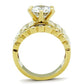 MAGL095 - IP Gold(Ion Plating) Brass Ring with AAA Grade CZ  in Clear