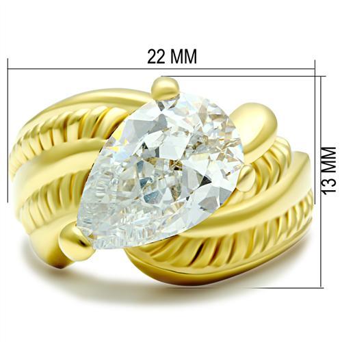 MAGL100 - IP Gold(Ion Plating) Brass Ring with AAA Grade CZ  in Clear