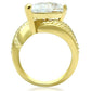 MAGL100 - IP Gold(Ion Plating) Brass Ring with AAA Grade CZ  in Clear