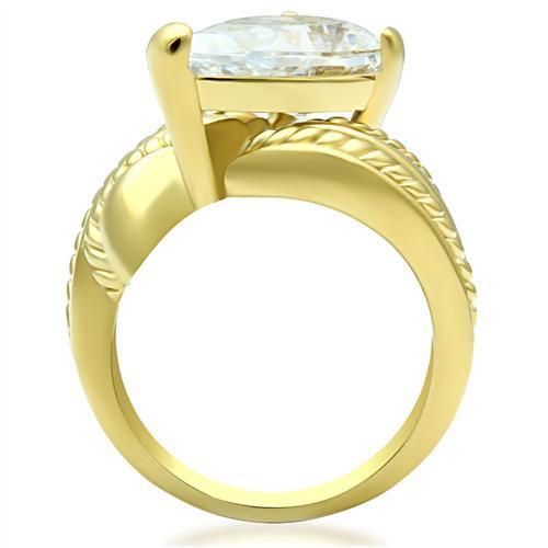 MAGL100 - IP Gold(Ion Plating) Brass Ring with AAA Grade CZ  in Clear