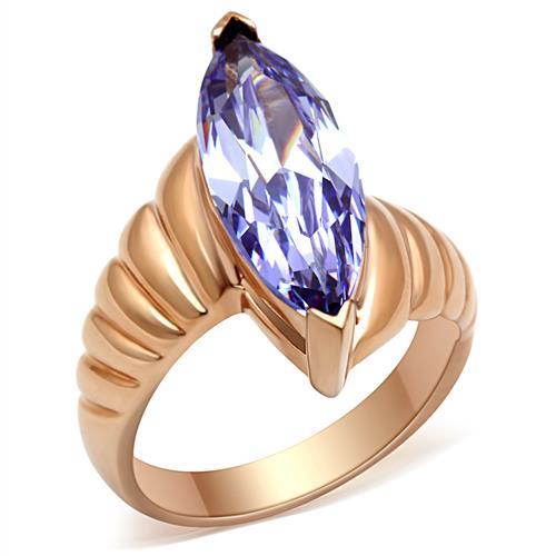 MAGL139 - IP Rose Gold(Ion Plating) Brass Ring with AAA Grade CZ  in Light Amethyst